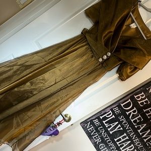 Vintage Watters & Watters Gold Tulle Evening Event Prom Dress Sz 6